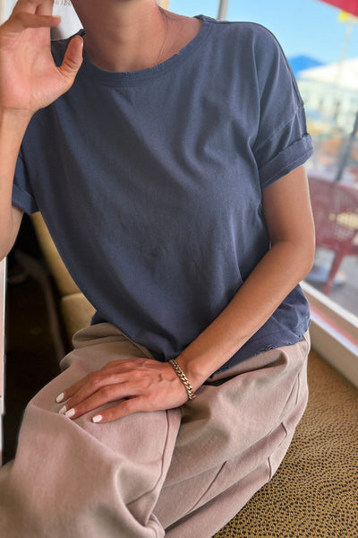 Vintage Fille Tee - Navy