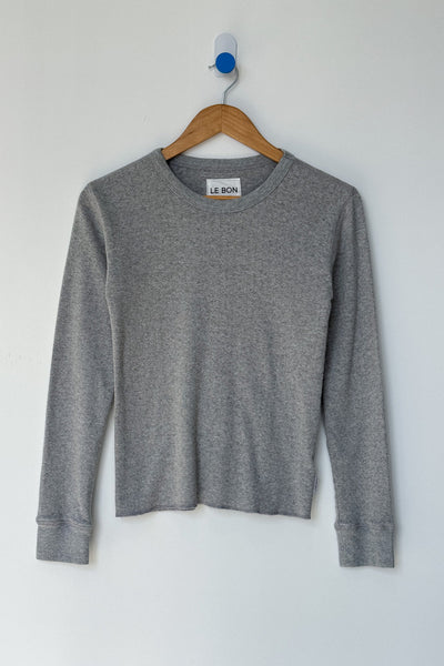 Pointelle Fundamental Tee - Melange Grey