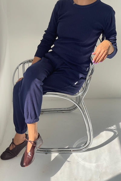 Pointelle Serene Joggers - Navy