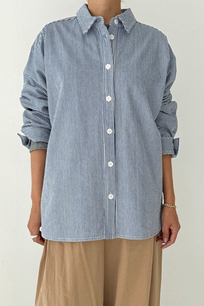 Owen Heavy Denim Shirt - Blue Stripe