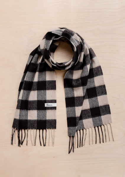 Lambswool Scarf in Brown Gingham