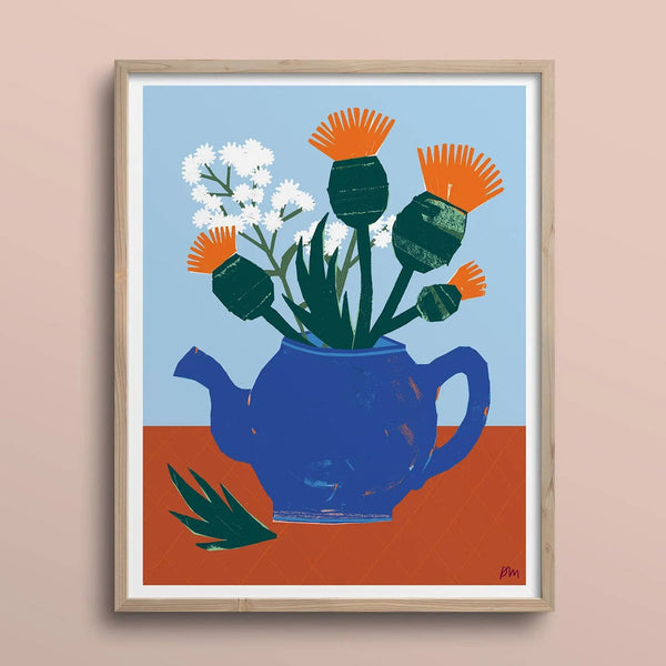 Thistles & Teapot – 11 x 14 Print