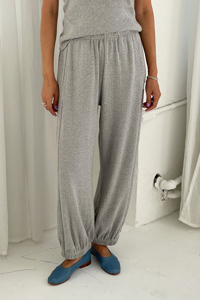 Pointelle Balloon Pants - Melange Grey