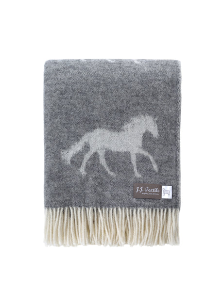 Grey Horse Wool Throw