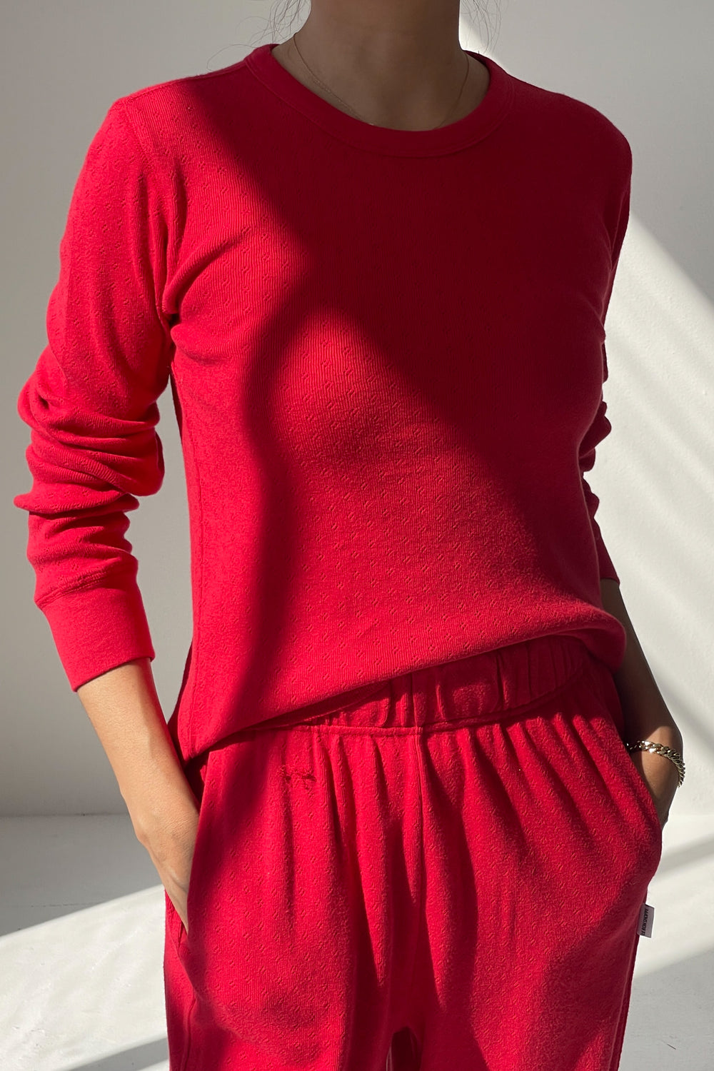 Pointelle Fundamental Tee - Red Apple