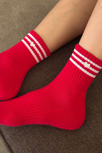 Embroidered Girlfriend Socks - Scarlet + Heart