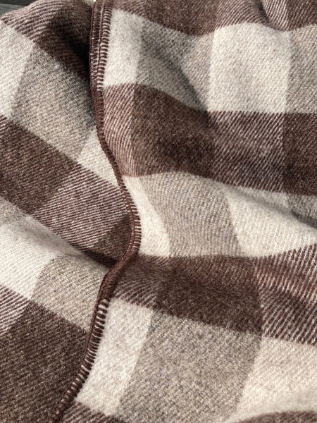 MacAusland's Double Blanket -  Brown and Natural Grey Tweeds