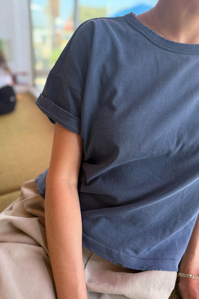 Vintage Fille Tee - Navy
