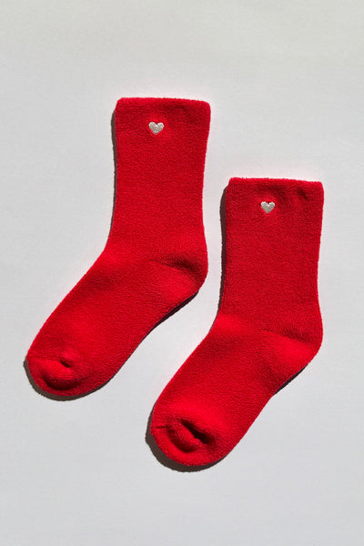 Embroidered Cloud Socks Red Heart