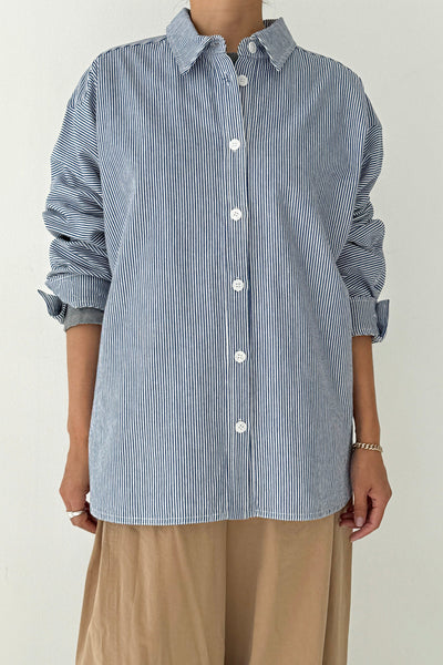 Owen Heavy Denim Shirt - Blue Stripe