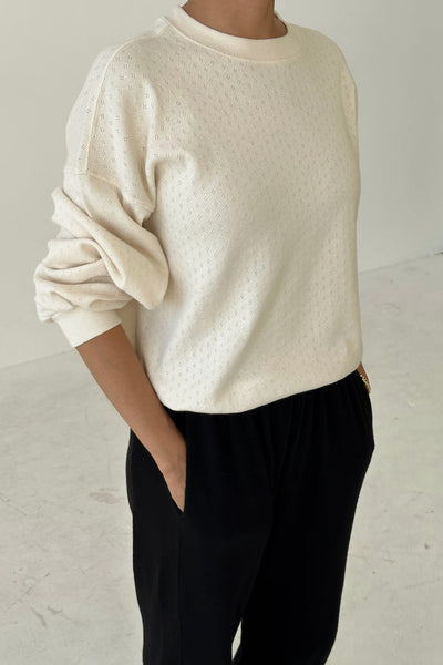 Pointelle Core Sweatshirt - Cream