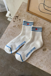 Embroidered Girlfriend Socks - IVORY + HEART