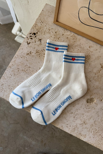 Embroidered Girlfriend Socks - IVORY + HEART