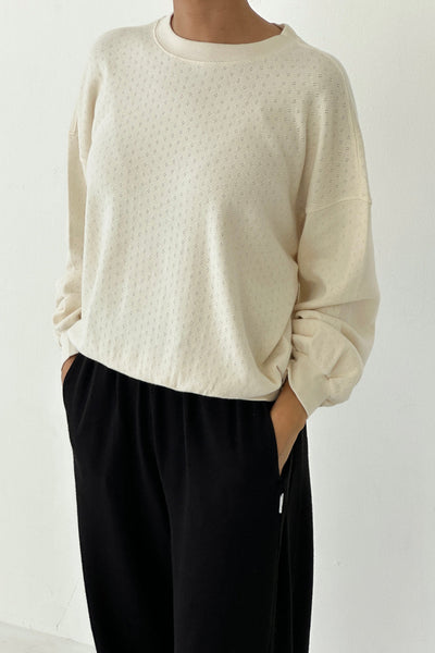 Pointelle Core Sweatshirt - Cream