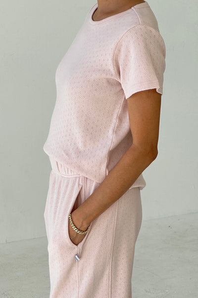 Pointelle Babe Tee - Baby Pink