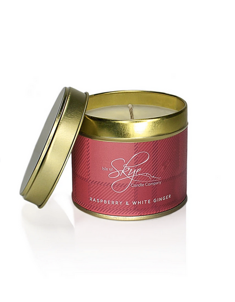 Raspberry and White Ginger Tin Candle
