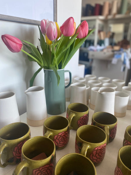 Enamelware 3 Pint Pitcher Tarragon