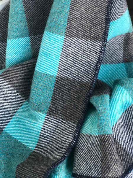 MacAusland's Checked Throw - Navy & Turquoise