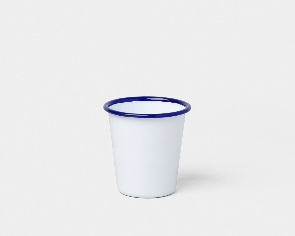 Falcon Enamelware Cups - White with Falcon Blue Trim