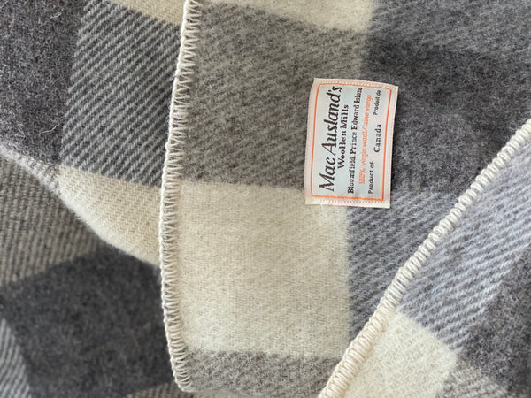 MacAusland's Double Blanket -  Cream and Natural Grey Tweeds