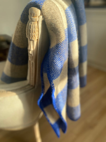 MacAusland's Throw Blanket - Grey and Royal Blue