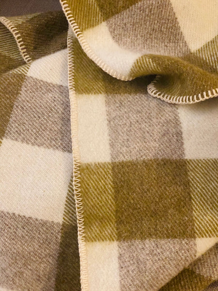 MacAusland’s Checked Throw - Olive Tweed