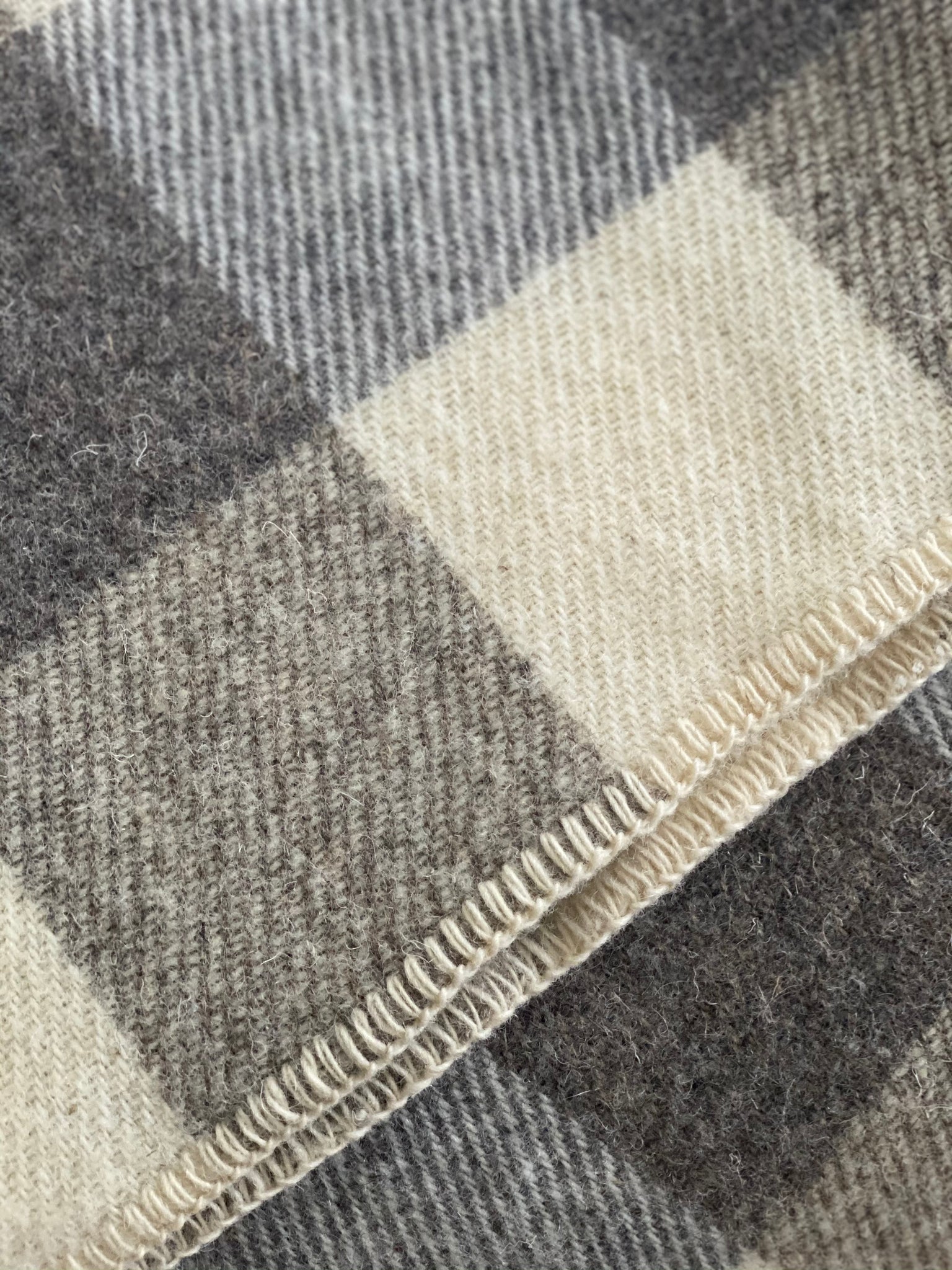 MacAusland's Queen Blanket -  Cream and Natural Grey Tweeds