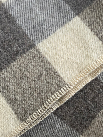 MacAusland's Queen Blanket -  Cream and Natural Grey Tweeds