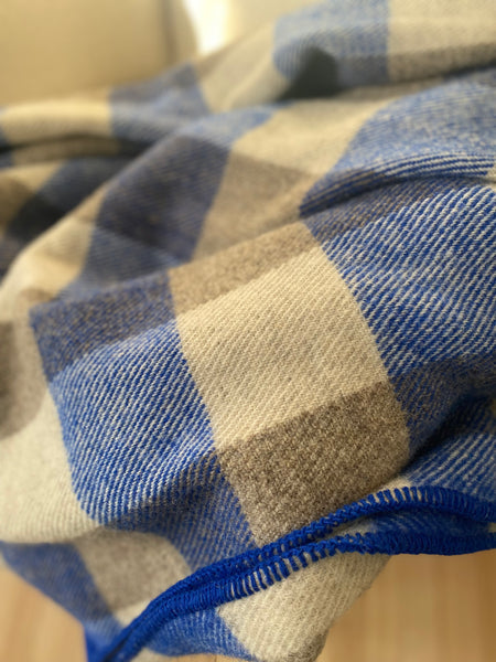 MacAusland's Throw Blanket - Grey and Royal Blue