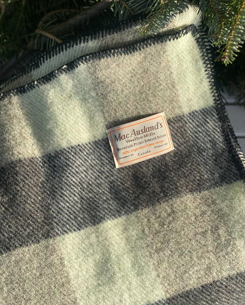 MacAusland’s Checked Throw - Hunter and Mint Green Tweed