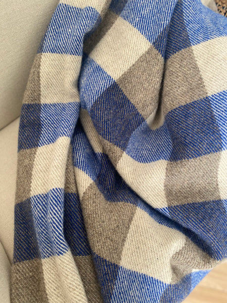 MacAusland's Throw Blanket - Grey and Royal Blue