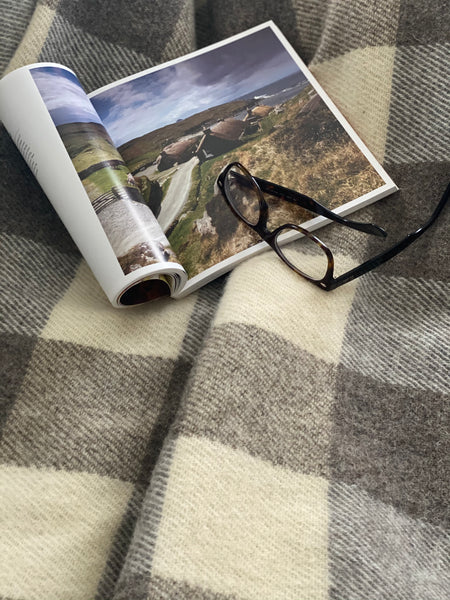 MacAusland's Double Blanket -  Cream and Natural Grey Tweeds