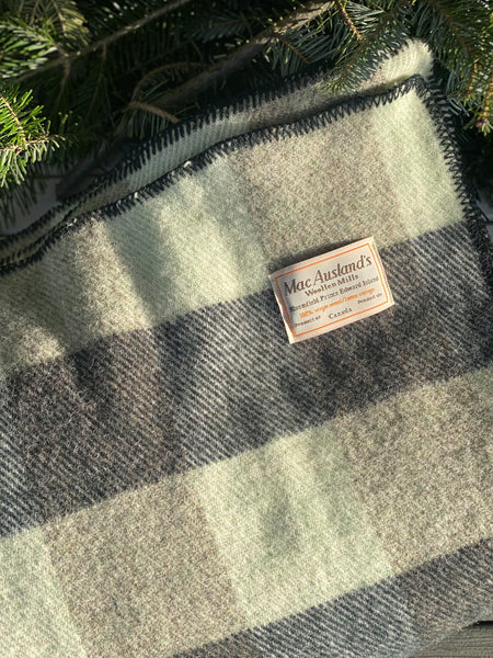MacAusland’s Checked Throw - Hunter and Mint Green Tweed